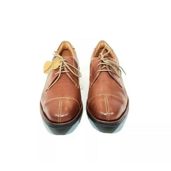 Sandro Cap Toe Derby Dress Shoe Brown Tan Leather